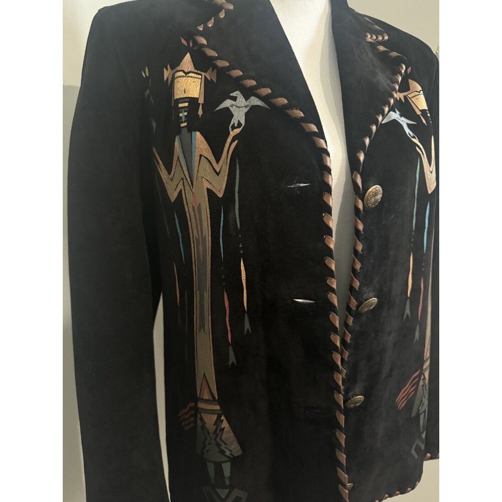Vintage Char Suede Hand Painted Jacket Concho Buttons